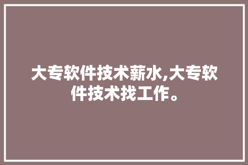 大专软件技术薪水,大专软件技术找工作。 软件技术