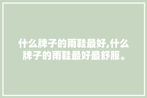 什么牌子的雨鞋最好,什么牌子的雨鞋最好最舒服。 智能科技
