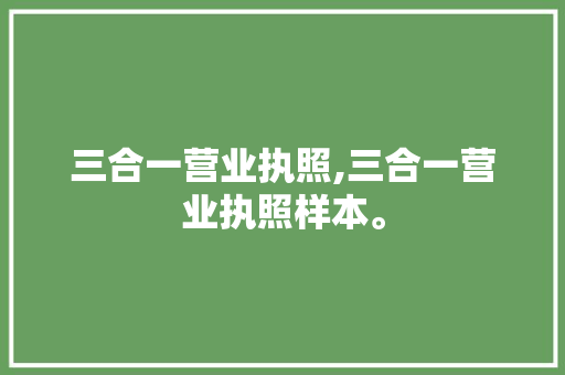 三合一营业执照,三合一营业执照样本。 智能科技