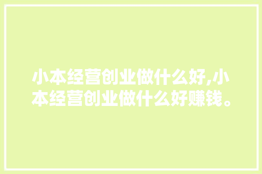 小本经营创业做什么好,小本经营创业做什么好赚钱。 智能科技