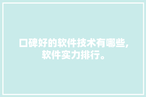 口碑好的软件技术有哪些,软件实力排行。 软件技术