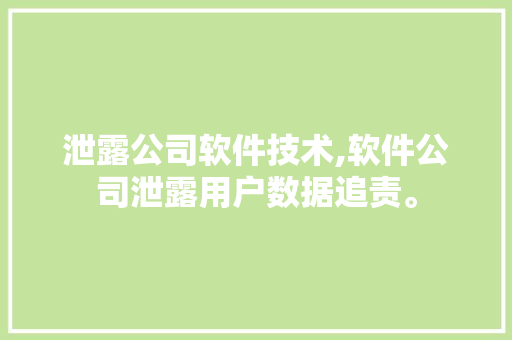 泄露公司软件技术,软件公司泄露用户数据追责。 软件技术