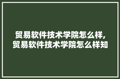 贸易软件技术学院怎么样,贸易软件技术学院怎么样知乎。 软件技术