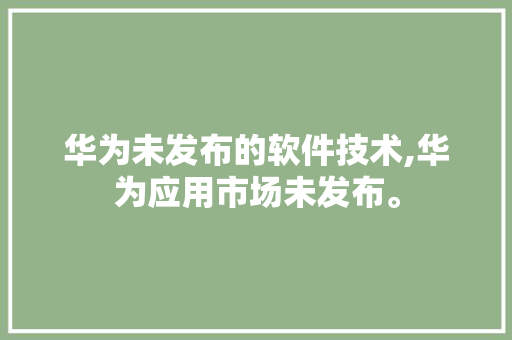 华为未发布的软件技术,华为应用市场未发布。 软件技术