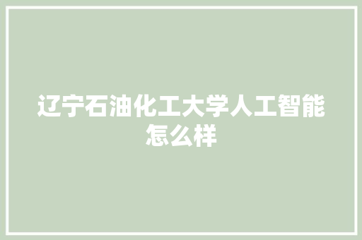 辽宁石油化工大学人工智能怎么样 人工智能