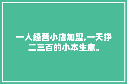 一人经营小店加盟,一天挣二三百的小本生意。 智能科技