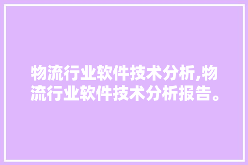 物流行业软件技术分析,物流行业软件技术分析报告。 软件技术