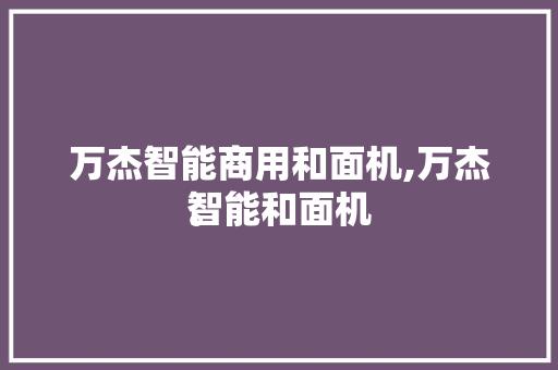 万杰智能商用和面机,万杰智能和面机
。 智能科技