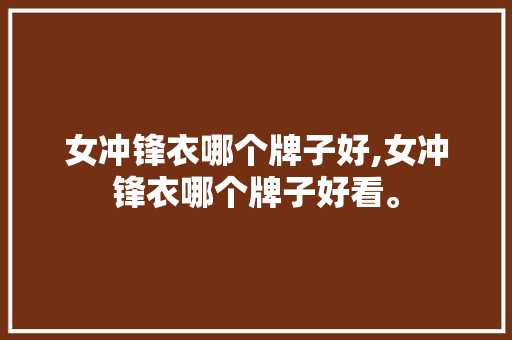 女冲锋衣哪个牌子好,女冲锋衣哪个牌子好看。 智能科技