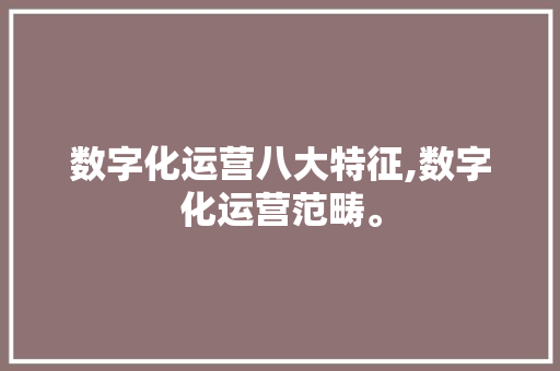 数字化运营八大特征,数字化运营范畴。 智能科技