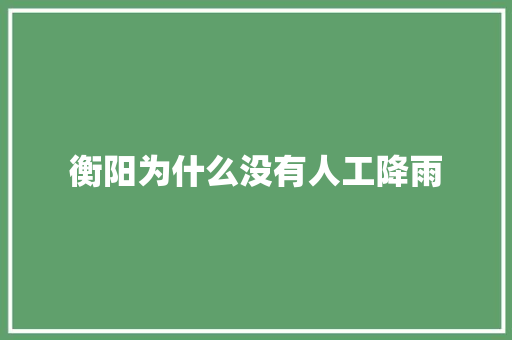 衡阳为什么没有人工降雨 人工智能