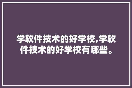 学软件技术的好学校,学软件技术的好学校有哪些。 软件技术