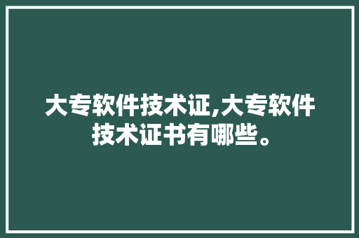 大专软件技术证,大专软件技术证书有哪些。 软件技术