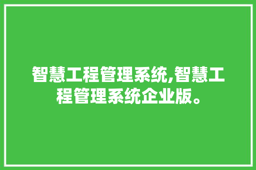 智慧工程管理系统,智慧工程管理系统企业版。 智能科技