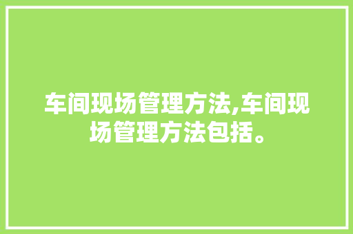 车间现场管理方法,车间现场管理方法包括。 智能科技