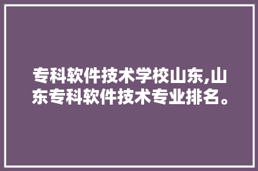专科软件技术学校山东,山东专科软件技术专业排名。 软件技术