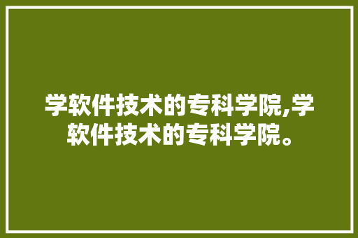 学软件技术的专科学院,学软件技术的专科学院。 软件技术