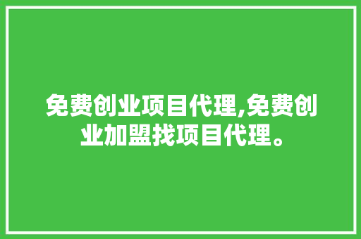 免费创业项目代理,免费创业加盟找项目代理。 智能科技