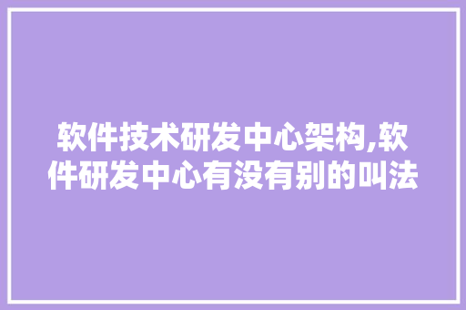 软件技术研发中心架构,软件研发中心有没有别的叫法。 软件技术