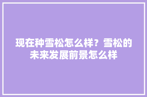 现在种雪松怎么样？雪松的未来发展前景怎么样 人工智能