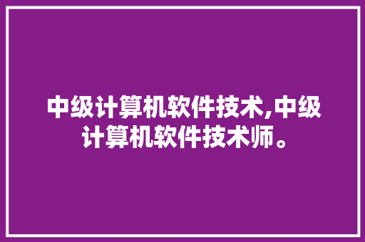 中级计算机软件技术,中级计算机软件技术师。 软件技术