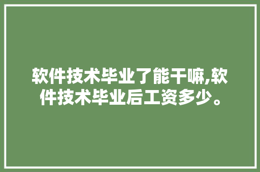 软件技术毕业了能干嘛,软件技术毕业后工资多少。 软件技术