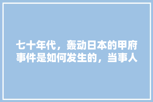 七十年代，轰动日本的甲府事件是如何发生的，当事人真的见到了外星高智能生物吗 人工智能