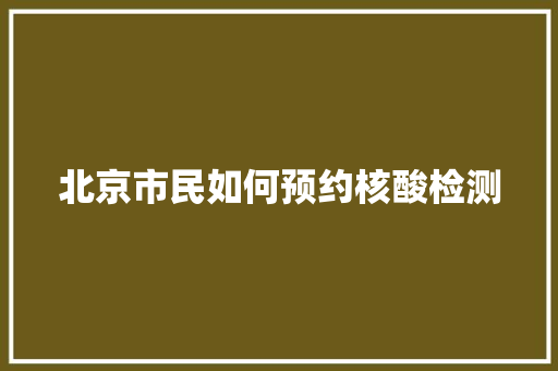 北京市民如何预约核酸检测 人工智能