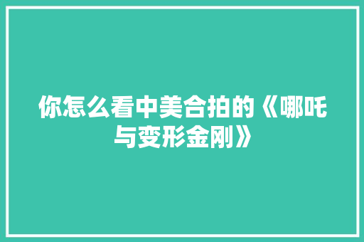 你怎么看中美合拍的《哪吒与变形金刚》 人工智能
