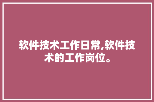软件技术工作日常,软件技术的工作岗位。 软件技术