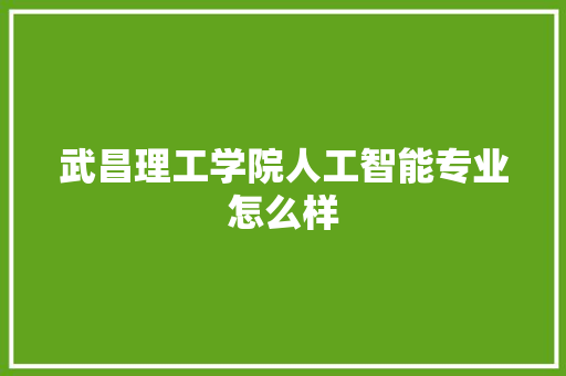 武昌理工学院人工智能专业怎么样 人工智能