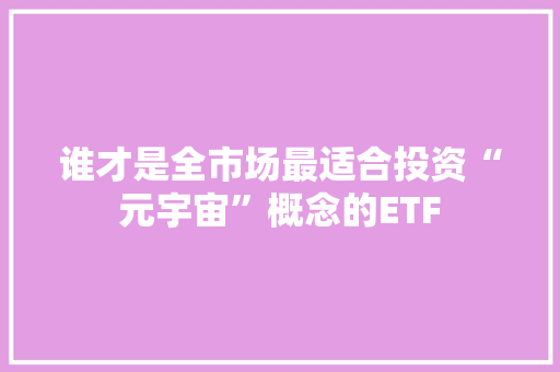 谁才是全市场最适合投资“元宇宙”概念的ETF 人工智能