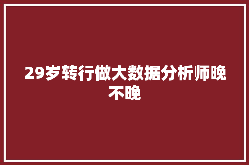 29岁转行做大数据分析师晚不晚 人工智能