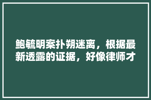 鲍毓明案扑朔迷离，根据最新透露的证据，好像律师才是受害者，这难道是真相吗 人工智能