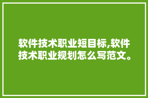 软件技术职业短目标,软件技术职业规划怎么写范文。 软件技术