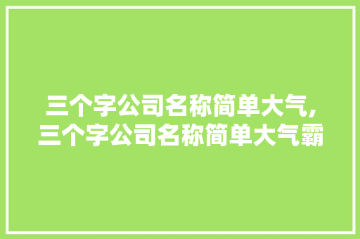 三个字公司名称简单大气,三个字公司名称简单大气霸气。 智能科技