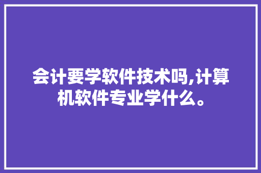 会计要学软件技术吗,计算机软件专业学什么。 软件技术