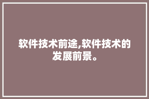 软件技术前途,软件技术的发展前景。 软件技术