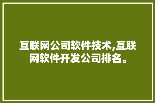 互联网公司软件技术,互联网软件开发公司排名。 软件技术