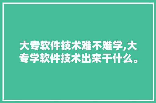 大专软件技术难不难学,大专学软件技术出来干什么。 软件技术