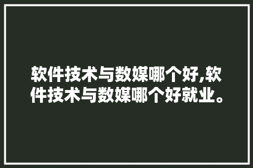 软件技术与数媒哪个好,软件技术与数媒哪个好就业。 软件技术