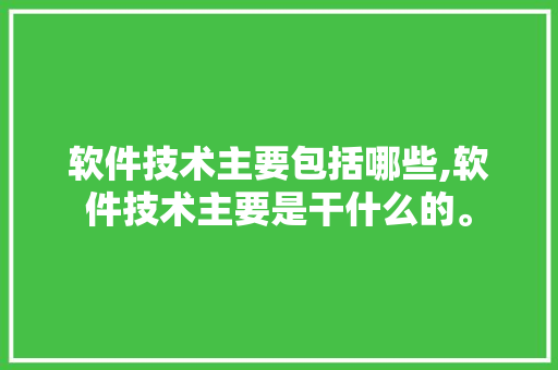 软件技术主要包括哪些,软件技术主要是干什么的。 软件技术