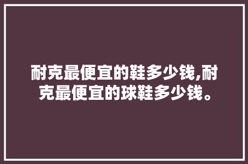 耐克最便宜的鞋多少钱,耐克最便宜的球鞋多少钱。 智能科技