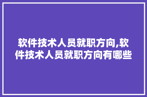 软件技术人员就职方向,软件技术人员就职方向有哪些。 软件技术
