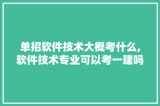 单招软件技术大概考什么,软件技术专业可以考一建吗。 软件技术