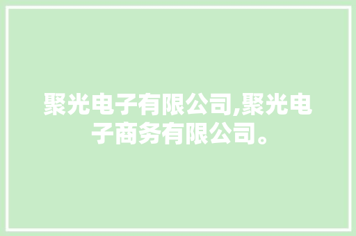 聚光电子有限公司,聚光电子商务有限公司。 智能科技