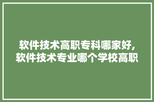 软件技术高职专科哪家好,软件技术专业哪个学校高职专科学校好。 软件技术