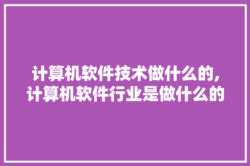 计算机软件技术做什么的,计算机软件行业是做什么的。 软件技术