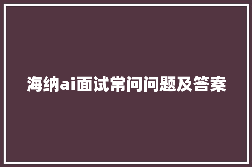 海纳ai面试常问问题及答案 人工智能