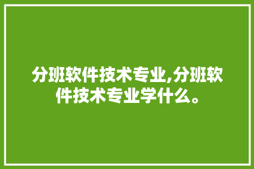 分班软件技术专业,分班软件技术专业学什么。 软件技术